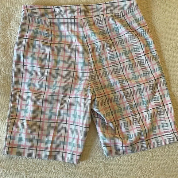 Callaway Opti Dri Women’s Golf Shorts Pink Blue White Plaid Size 6 Polyester - Picture 6 of 7